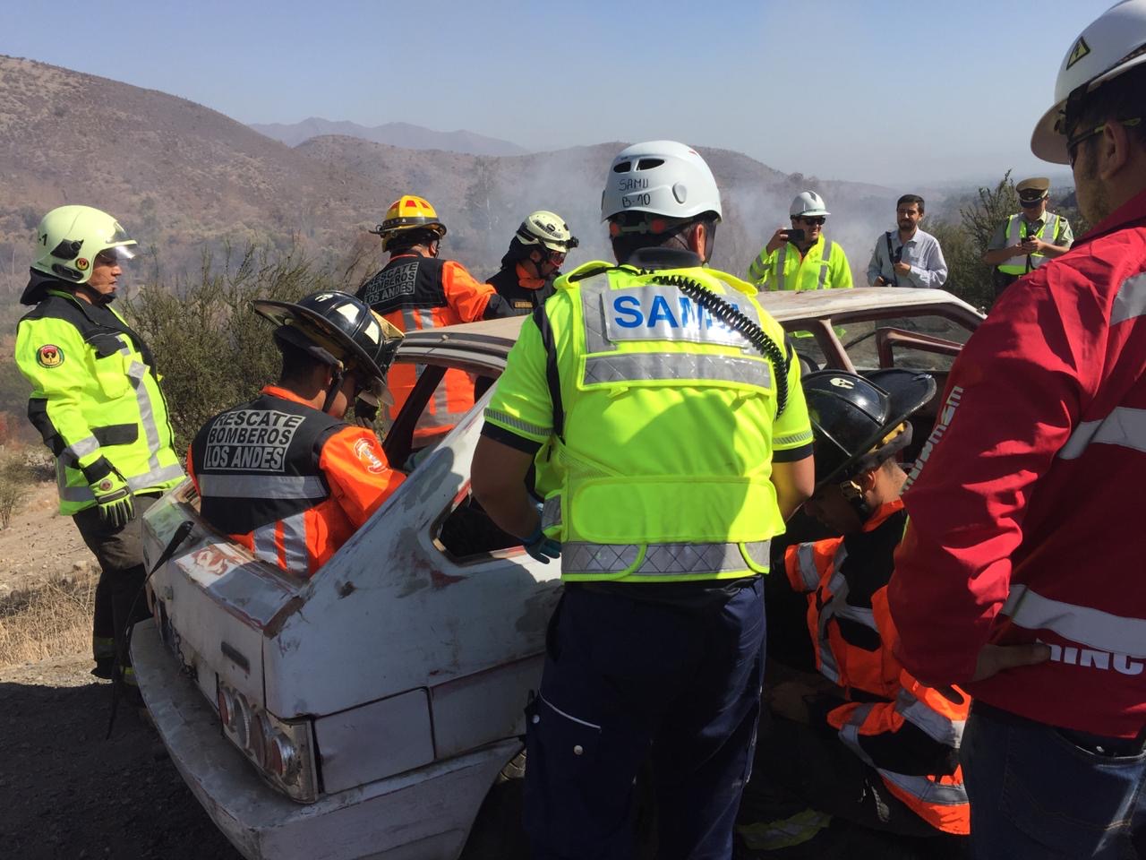 LOS ANDES: Simulacro de incendio y accidente de tránsito en provincia de Los Andes, comprobó alto nivel de coordinación entre los servicios involucrados.