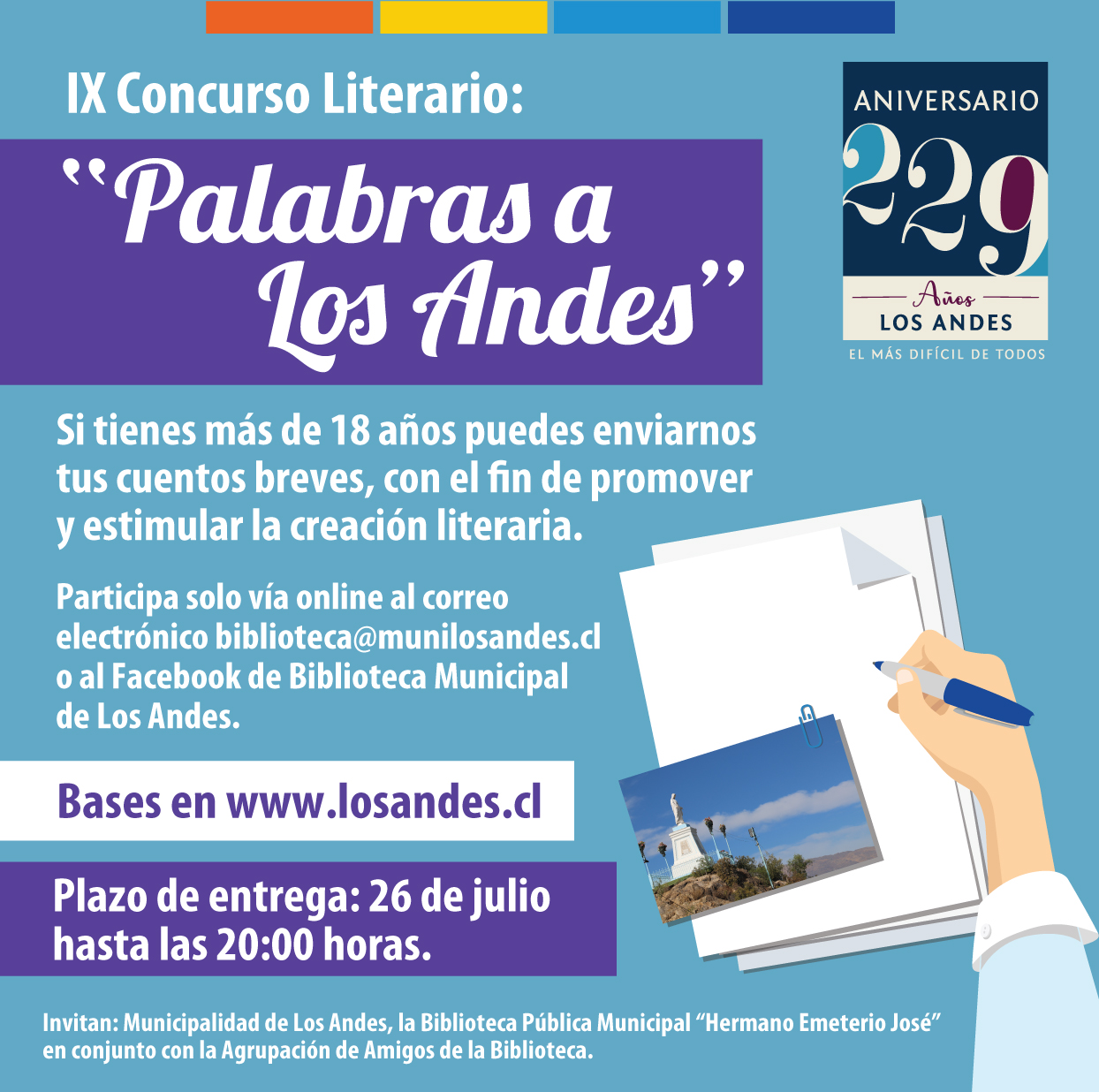 LOS ANDES: Harán concurso literario por el aniversario de Los Andes vía online