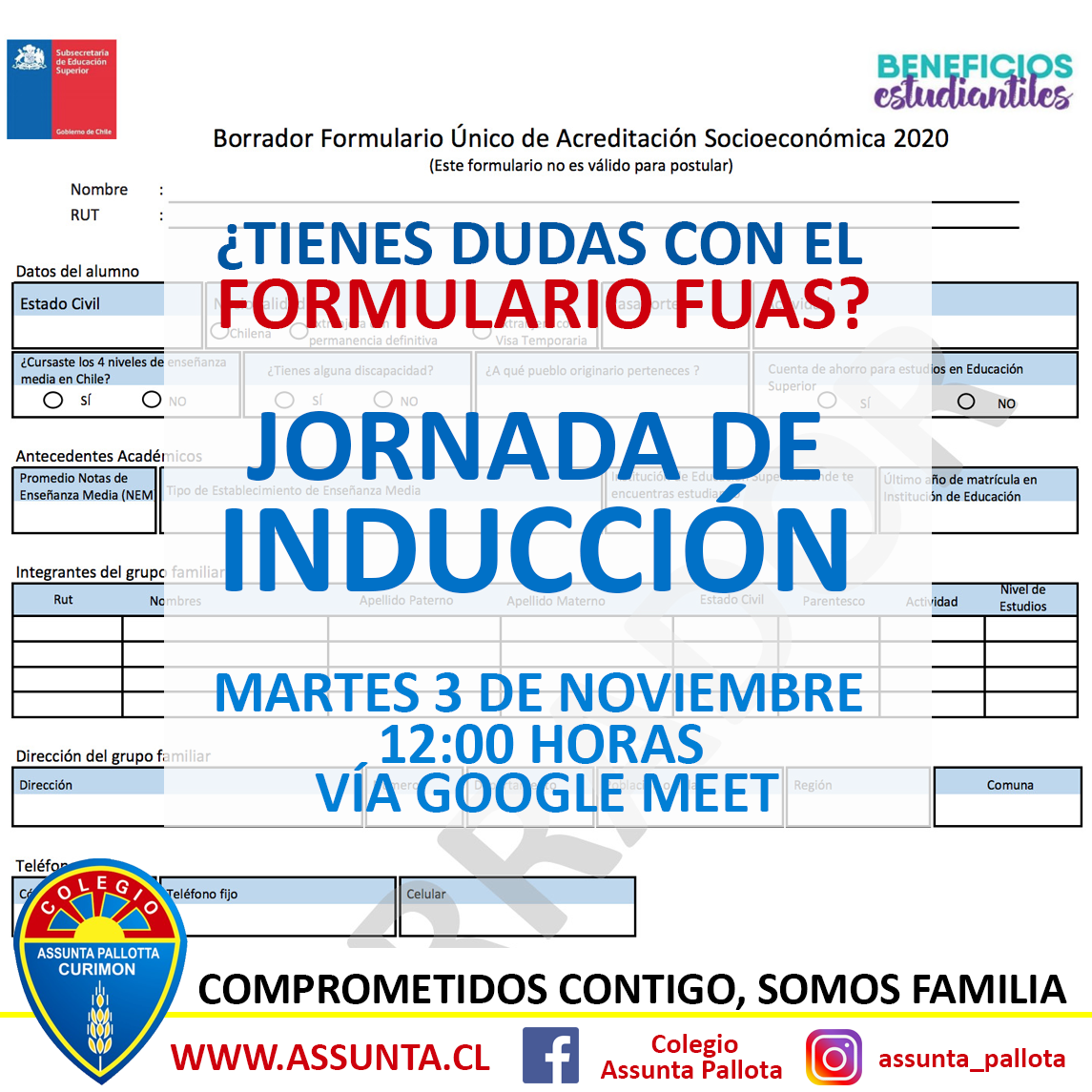 CURIMÓN: Colegio Assunta Pallota realizó jornada de inducción a estudiantes para completar formulario FUAS