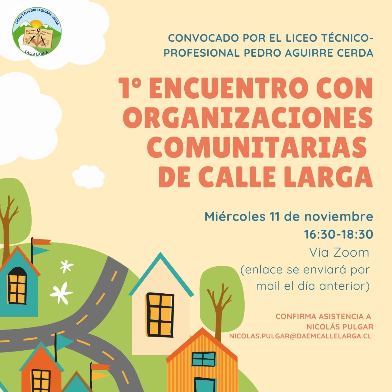 CALLE LARGA: Liceo Técnico Profesional Pedro Aguirre Cerda convoca al Primer Encuentro de Organizaciones Comunitarias
