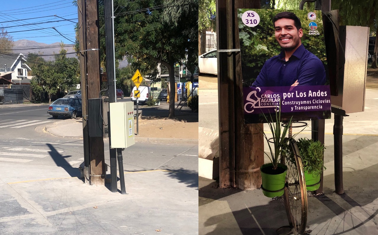 LOS ANDES: Candidato a concejal Carlos Aguilar, busca su bicicleta perdida de la Plaza El Cobre y llama a participar en las elecciones