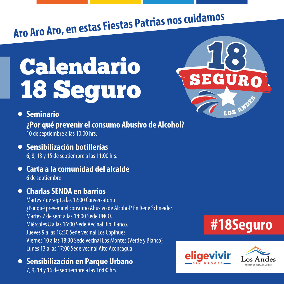 LOS ANDES: Ya empezaron las actividades de la campaña #18Seguro que impulsa Municipalidad de Los Andes para estas Fiestas Patrias