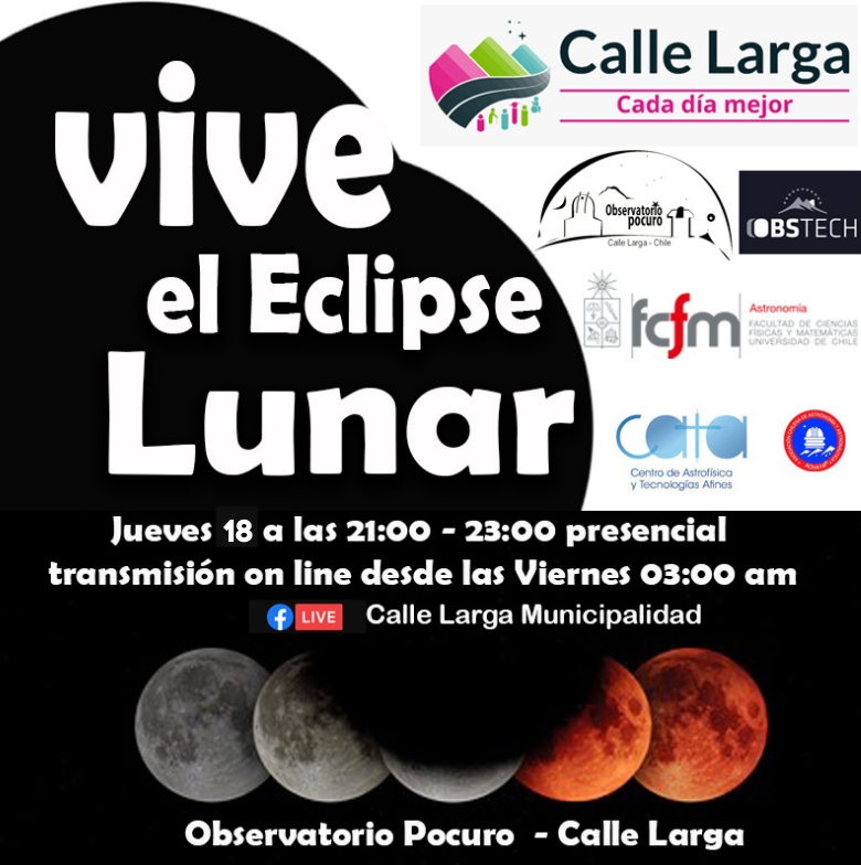 CALLE LARGA: Municipalidad de Calle Larga invita a disfrutar del eclipse lunar más largo en casi 600 años
