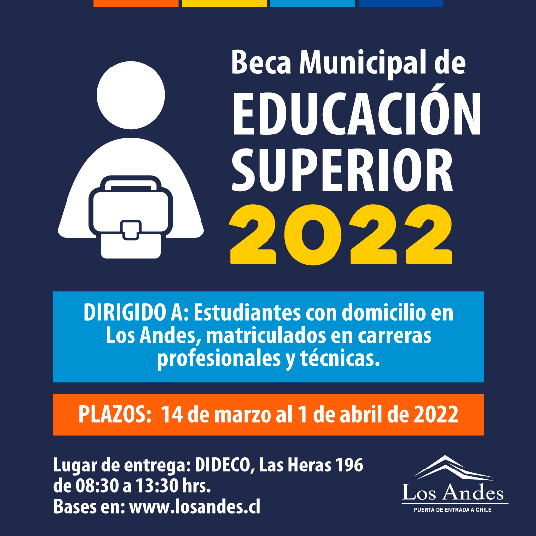 EDUCACIÓN:  En Los Andes ya está disponible retiro de bases para postular a la Beca Municipal de Educación Superior