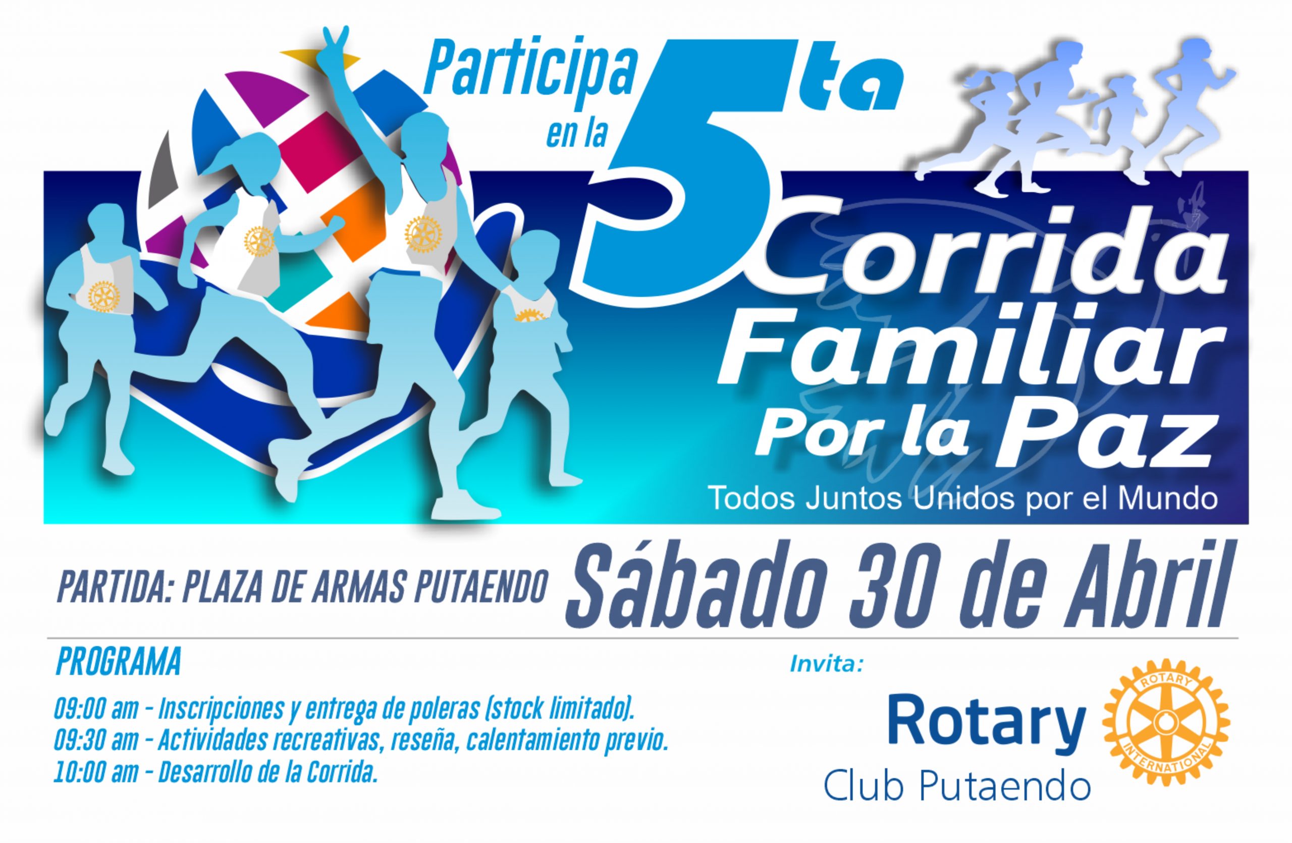 PUTAENDO:  Rotary Club Putaendo invita a participar de la 5º Corrida Familiar por la Paz  