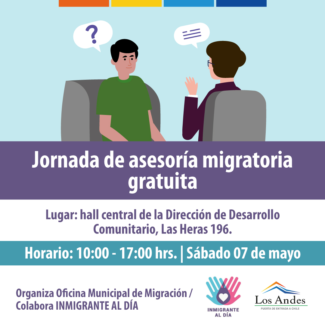 LOS ANDES: Oficina municipal de Migración hará jornada de asesoría gratuita en Los Andes