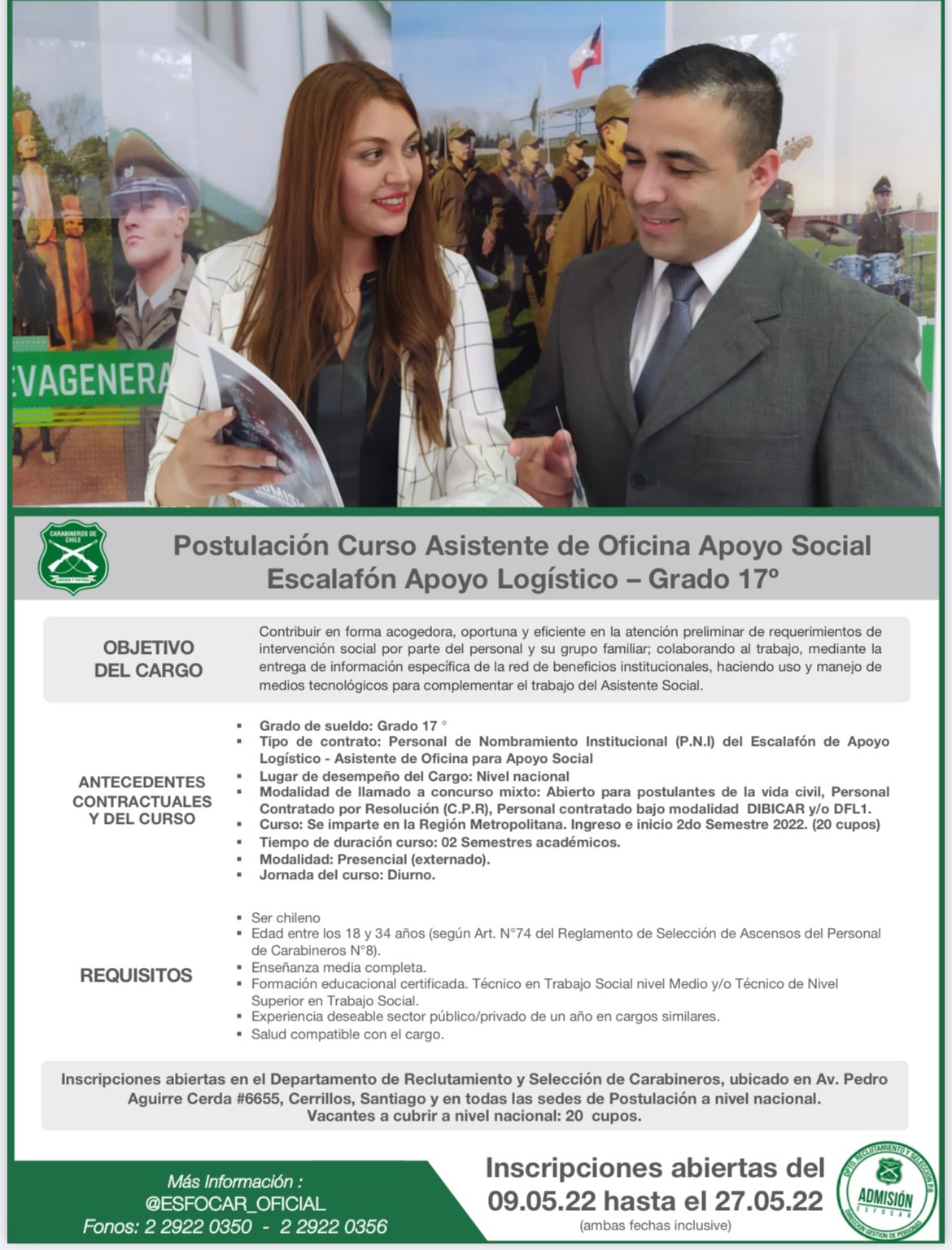 ACONCAGUA: Oficina de postulaciones de Aconcagua de Carabineros inició admisión para técnicos en Trabajo Social