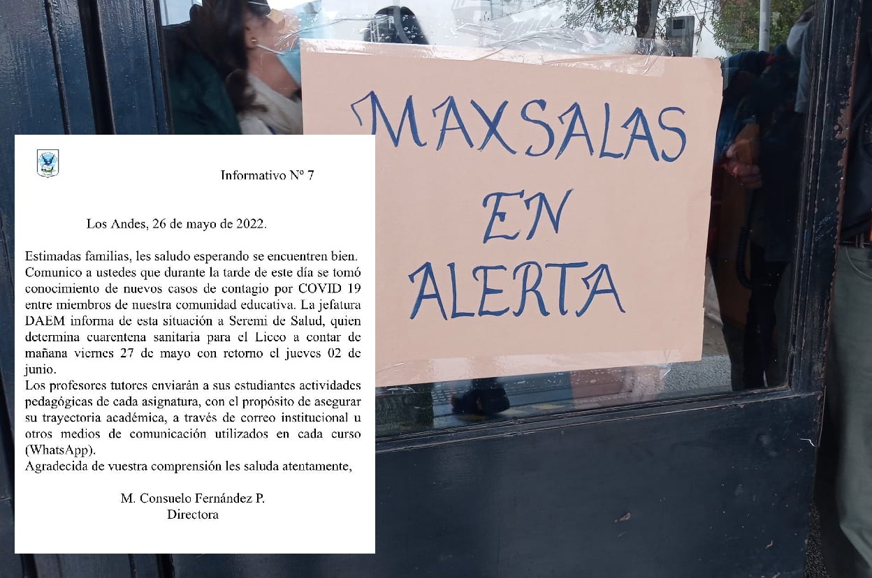 LOS ANDES: Tras manifestación de estudiantes y ante el aumento de contagios, determinan cuarentena sanitaria para el Liceo Max Salas