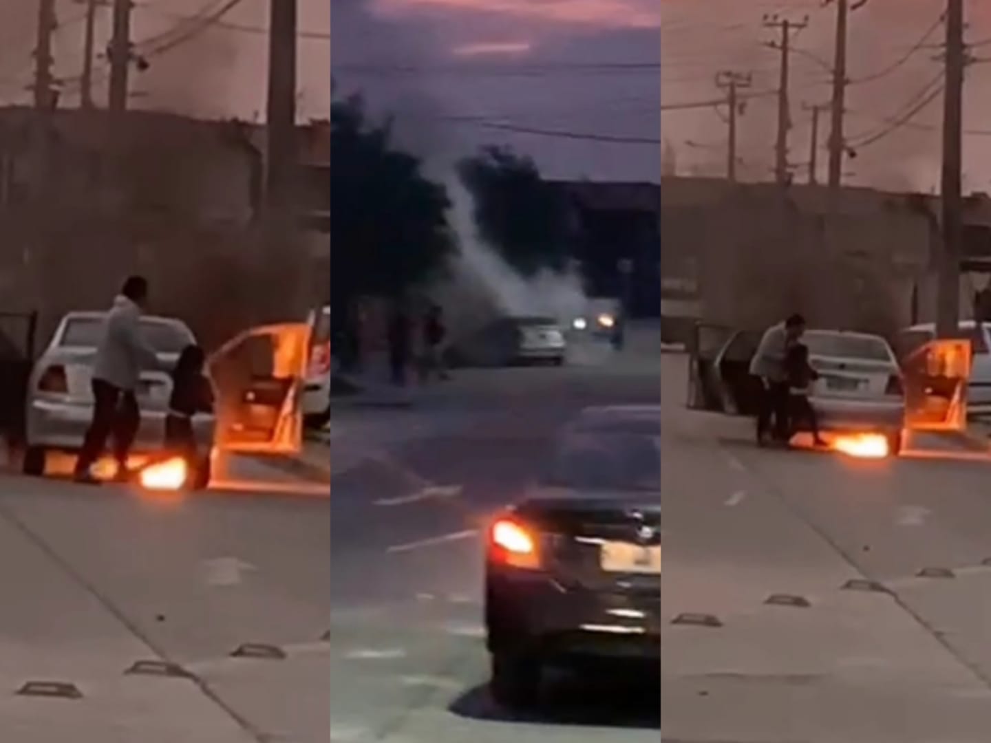 LOS ANDES: Familia logra escapar de auto cuando esté comenzaba a incendiarse