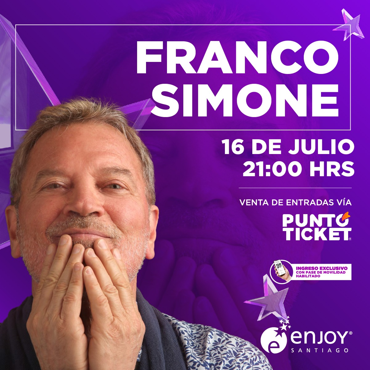 ENJOY: Franco Simone llega a Enjoy Santiago a festejar sus 50 años de música en medio de las vacaciones de invierno