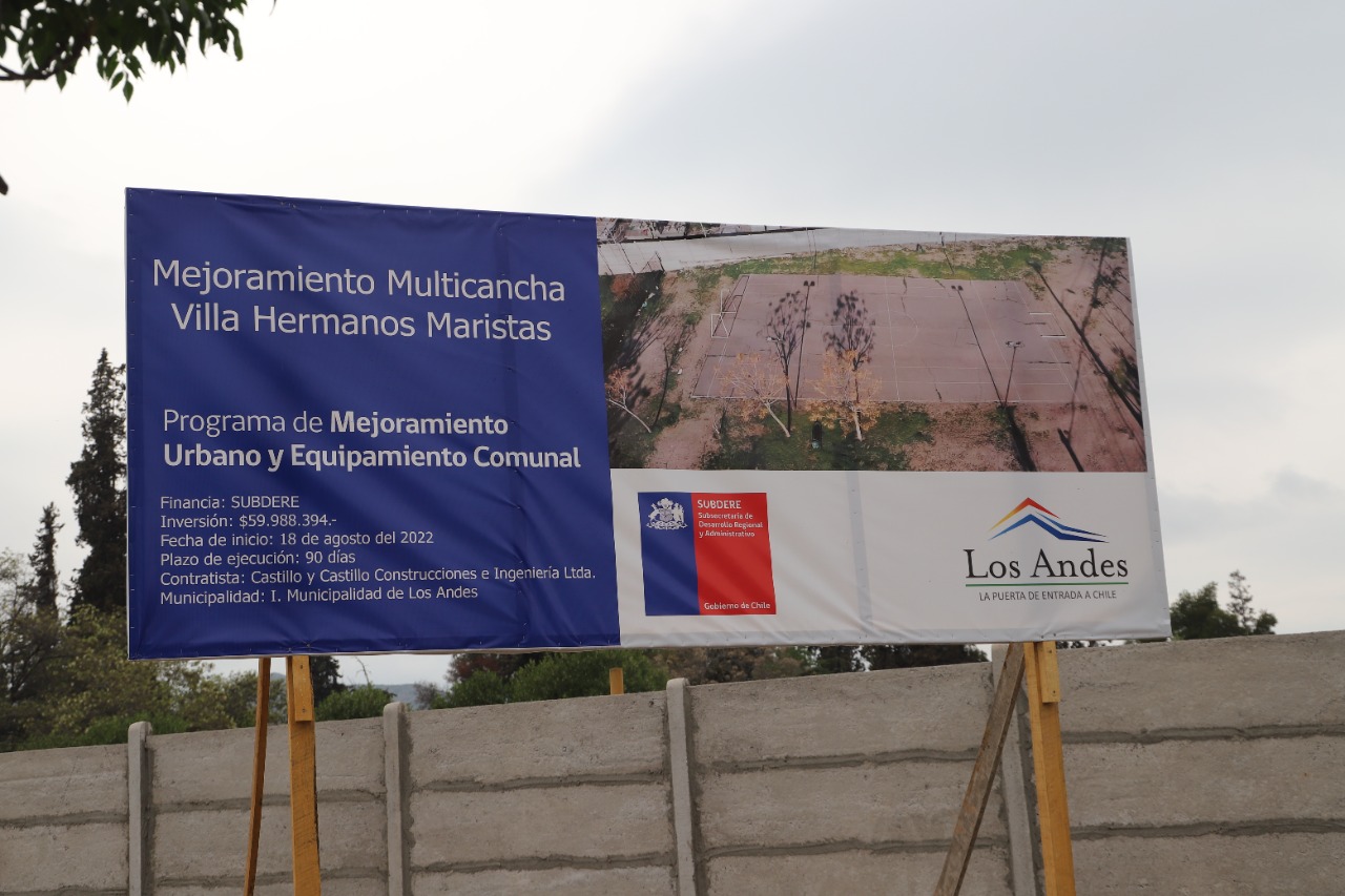 LOS ANDES: 70 % de avance presenta mejoramiento de multicancha de Villa Hermanos Maristas