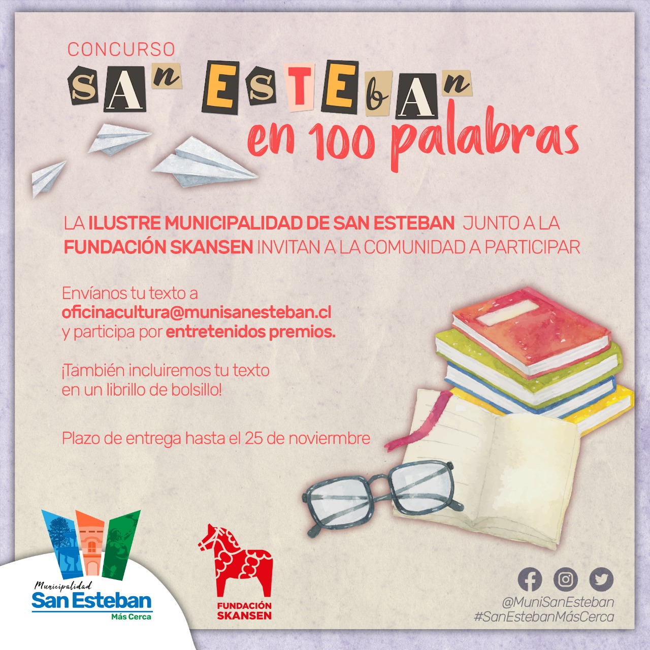 SAN ESTEBAN: Municipalidad y Fundación Skansen invitan a participar en entretenido concurso “San Esteban en 100 palabras”
