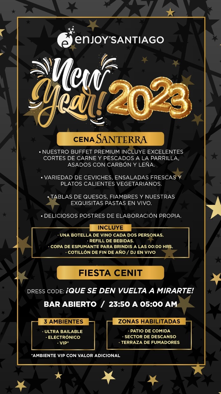 ENJOY: Enjoy Santiago trae los mejores panoramas para año nuevo con fiesta y cena de primer nivel