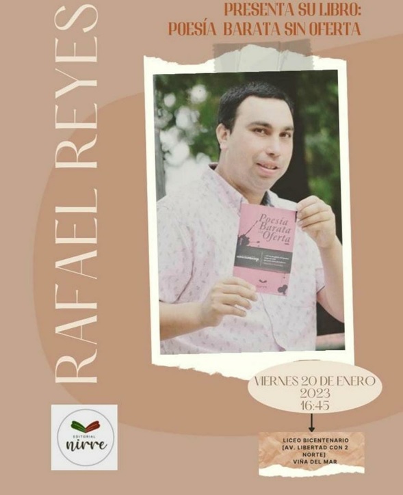 CULTURA: Escritor Sanestebino, Rafael Reyes presenta en Viña del Mar su libro “Poesía barata sin oferta”