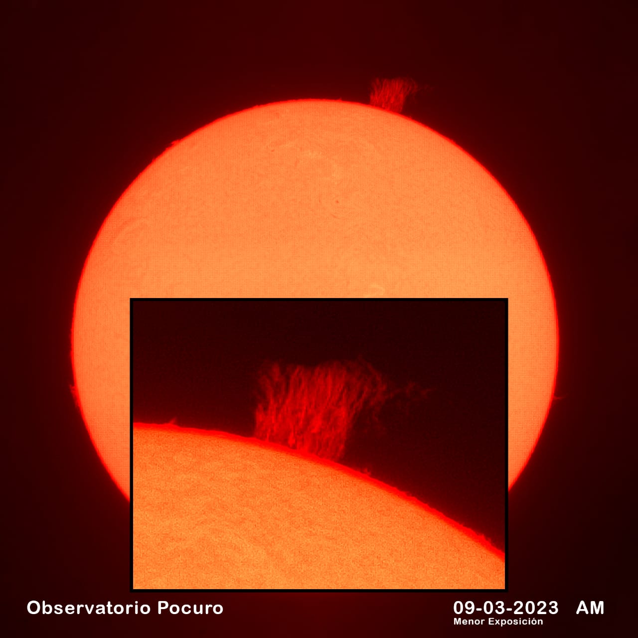 CALLE LARGA: Observatorio Pocuro capta impresionante erupción solar de más de 50.000 kilómetros