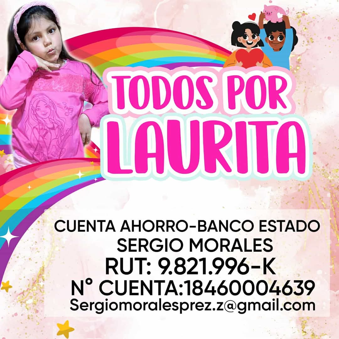 CATEMU: Familia de Catemu busca apoyo para salvar la vida de Laurita, niña de 8 años con tumor cerebral