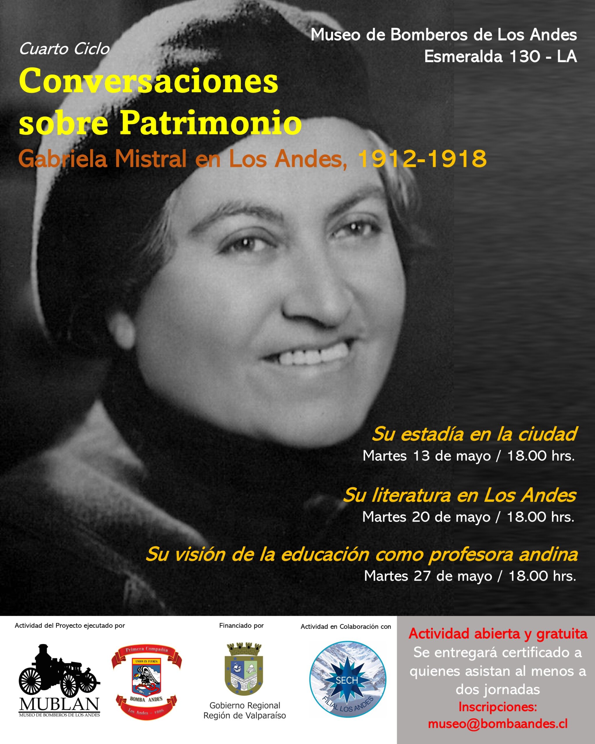 LOS ANDES: Museo de Bomberos y la Bomba Andes invitan a Conversatorio sobre Gabriela Mistral en Los Andes