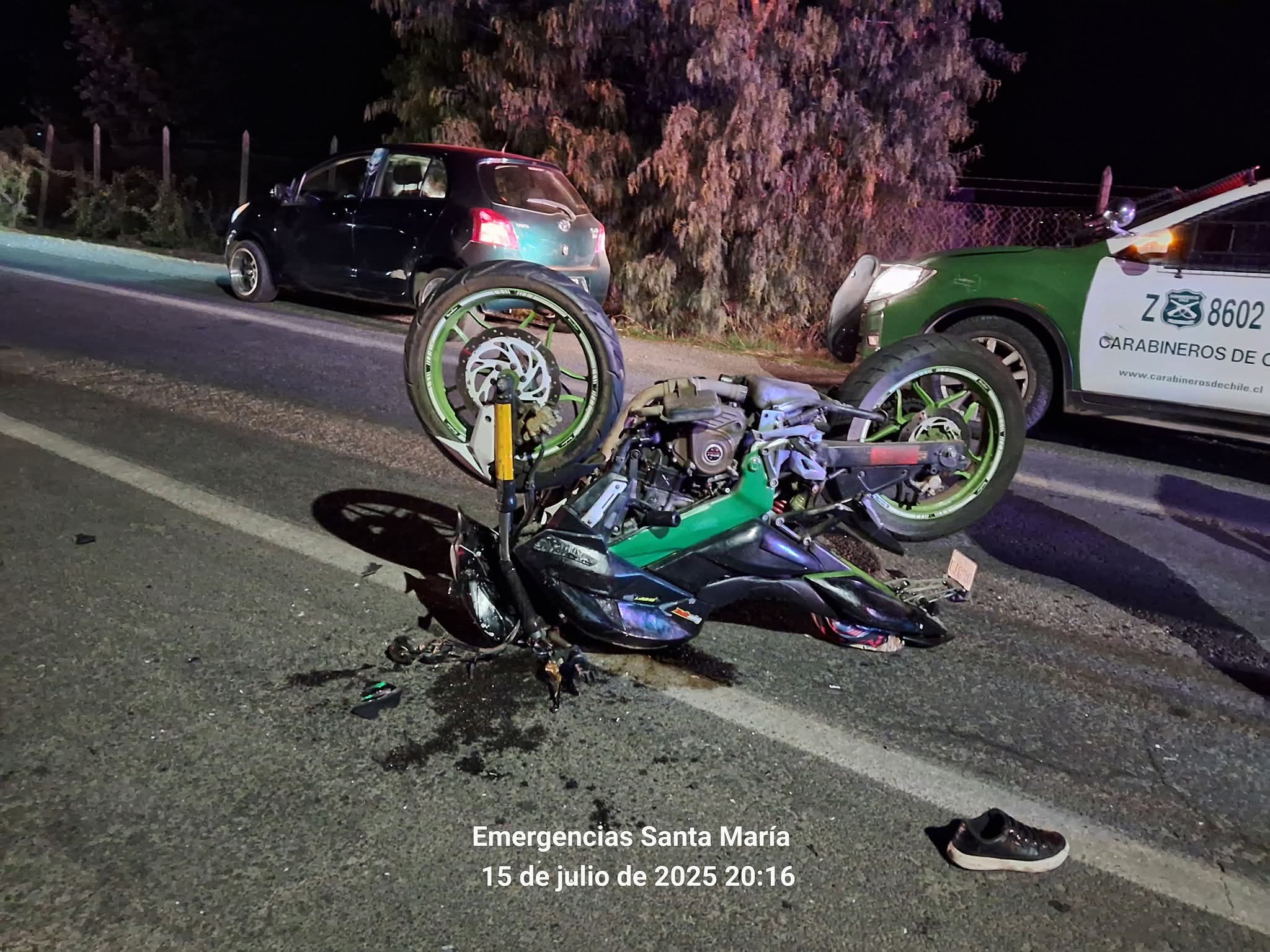 SANTA MARÍA: Colisión entre motocicleta y automóvil dejó dos personas lesionadas