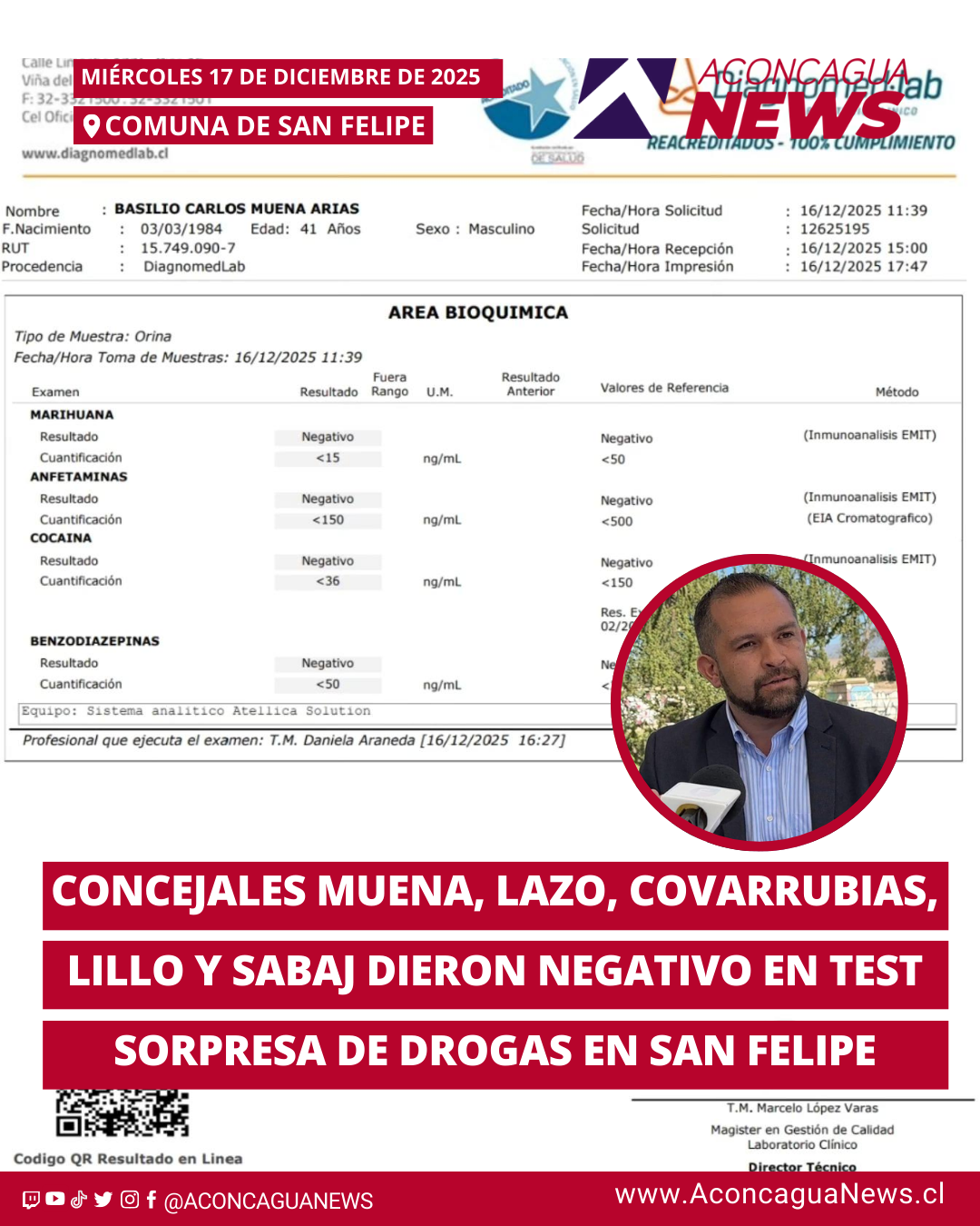 SAN FELIPE: Concejales de San Felipe obtienen resultados negativos en test sorpresa de drogas