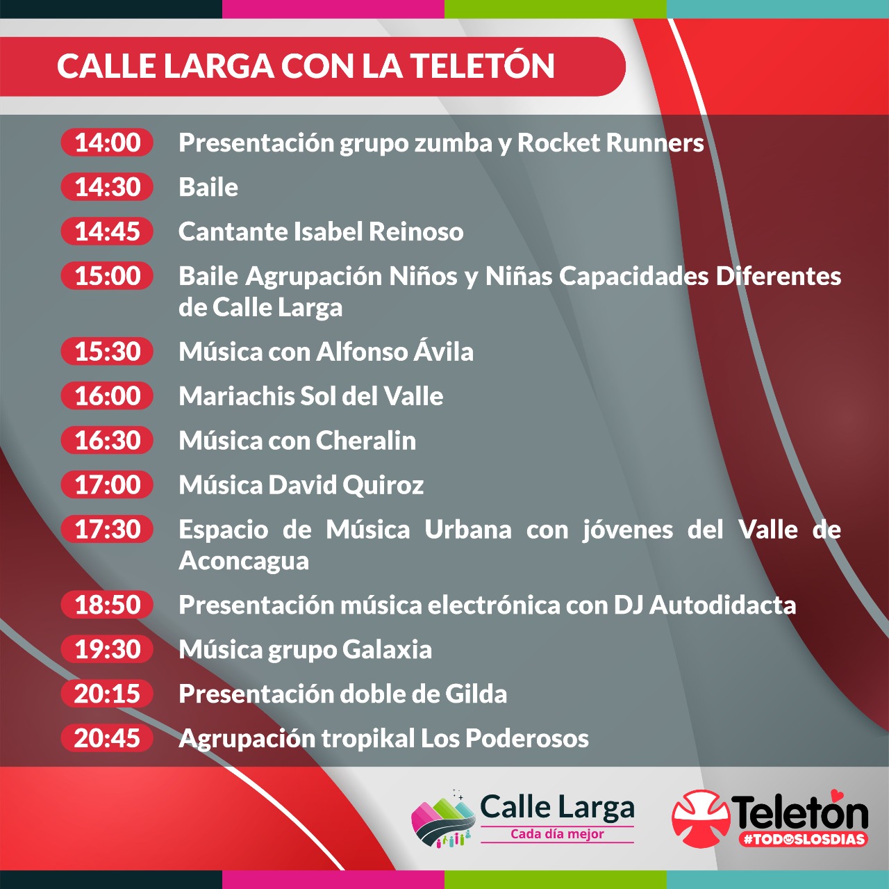 CALLE LARGA: Con la “Mesa más larga de Calle Larga” se recaudarán aportes para la Teletón 1 CALLE LARGA: Con la “Mesa más larga de Calle Larga” se recaudarán aportes para la Teletón