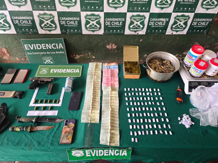 LOS ANDES: [VIDEO] Operativo de Carabineros permite la detención de tres sujetos en Los Copihues: incautan un arma, droga, dinero y una granada lacrimógena