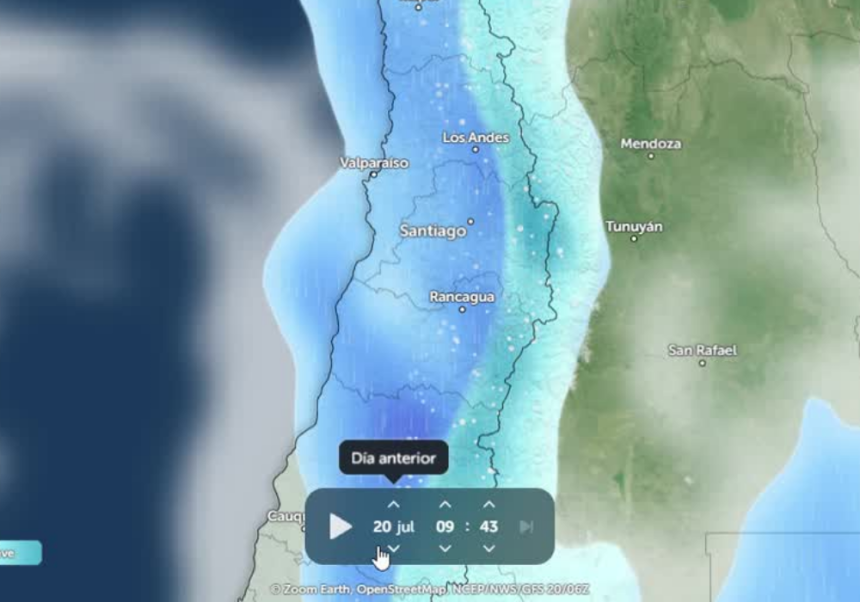 ACONCAGUA: Así se proyectan las lluvias para las próximas horas en el Valle de Aconcagua