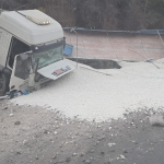 LOS ANDES: Camión volcó cerca de la Escuela de Alta Montaña y provoca congestión vehicular en el Camino Internacional