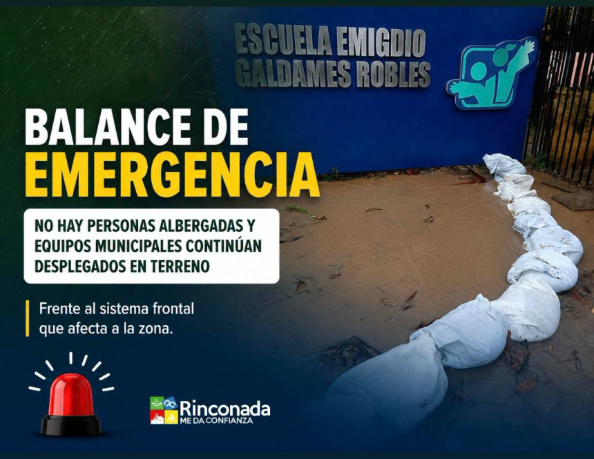 RINCONADA: Municipio confirma que no hay personas albergadas y continúa evaluación de viviendas afectadas